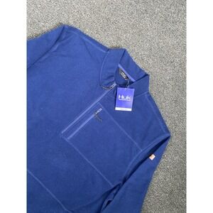 Huk Channel 1/4 Zip Fleece Pullover Sweater Blue Mens 2XL Fishing Gear Shirt NWT